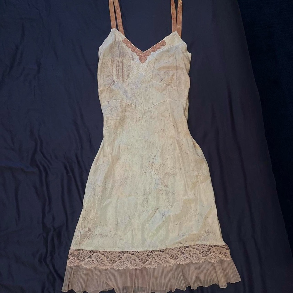 vintage hand dyed maude pinkish midi slip dress